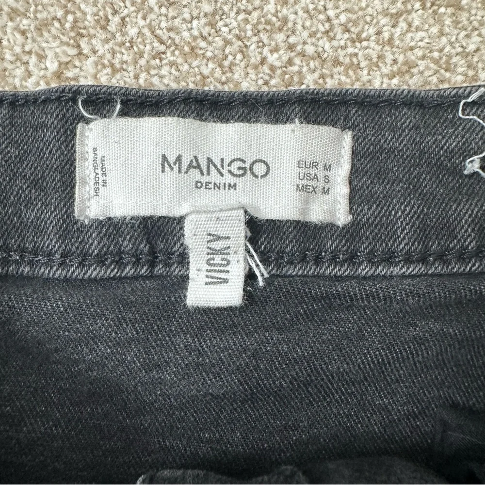 Mango Vicky Black Denim Button-Front Skirt Size Small